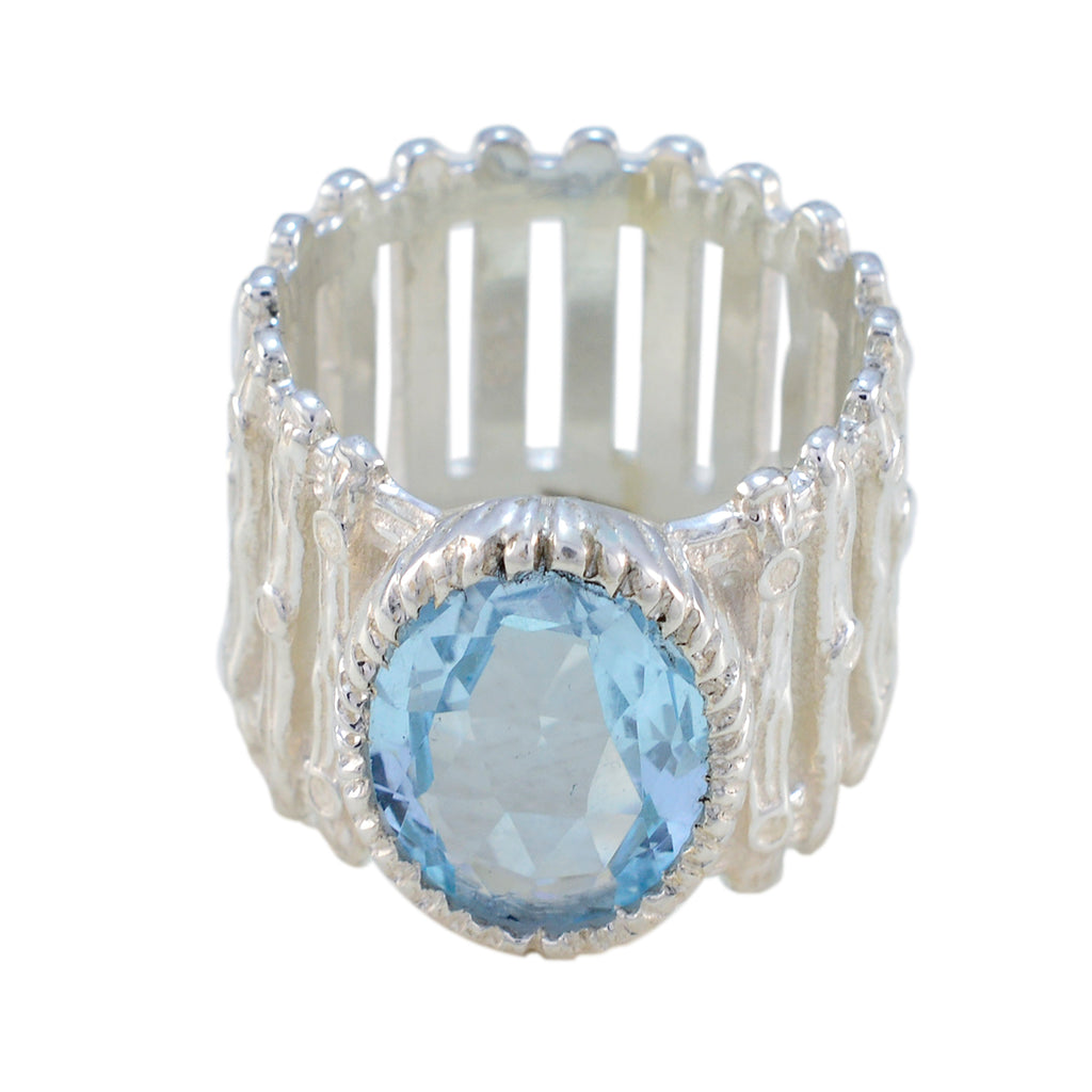 Blue Topaz Solitaire African Silver Blue Gems Edgy Armor Band Jewellery
