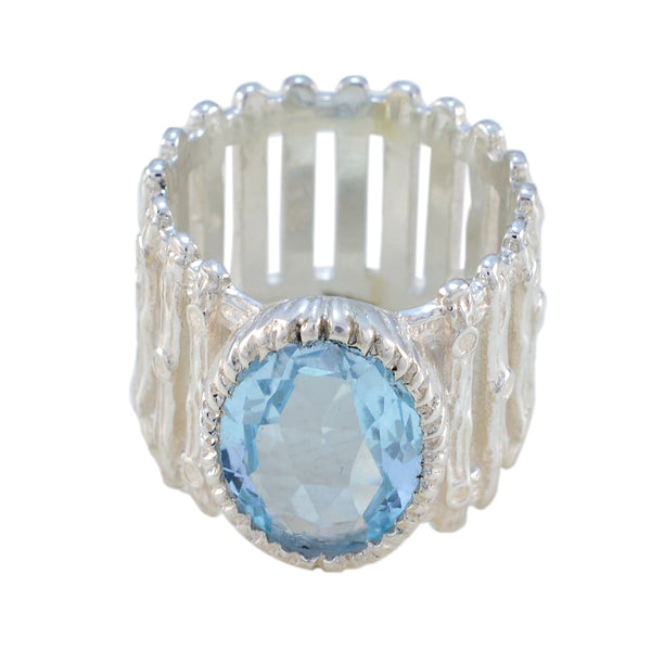 Blue Topaz Solitaire African Silver Blue Gems Edgy Armor Band Jewellery
