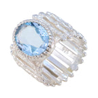Blue Topaz Solitaire African Silver Blue Gems Edgy Armor Band Jewellery