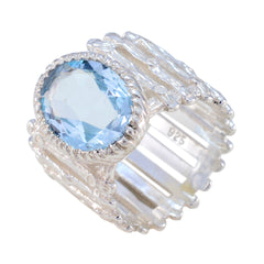 Blue Topaz Solitaire African Silver Blue Gems Edgy Armor Band Jewellery