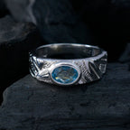 Blue Topaz Solitaire Moroccan 925 Silver Blue Gemstone Classic Sophisticated Ring Jewelry