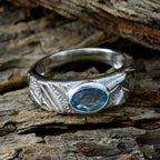 Blue Topaz Solitaire Moroccan 925 Silver Blue Gemstone Classic Sophisticated Ring Jewelry