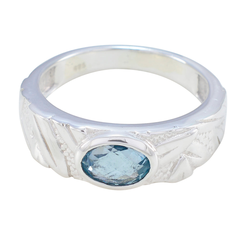 Blue Topaz Solitaire Moroccan 925 Silver Blue Gemstone Classic Sophisticated Ring Jewelry