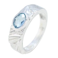 Blue Topaz Solitaire Moroccan 925 Silver Blue Gemstone Classic Sophisticated Ring Jewelry