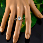 Blue Topaz Solitaire Russian Silver Blue Gemstones Slim Artisan Ring Jewellery