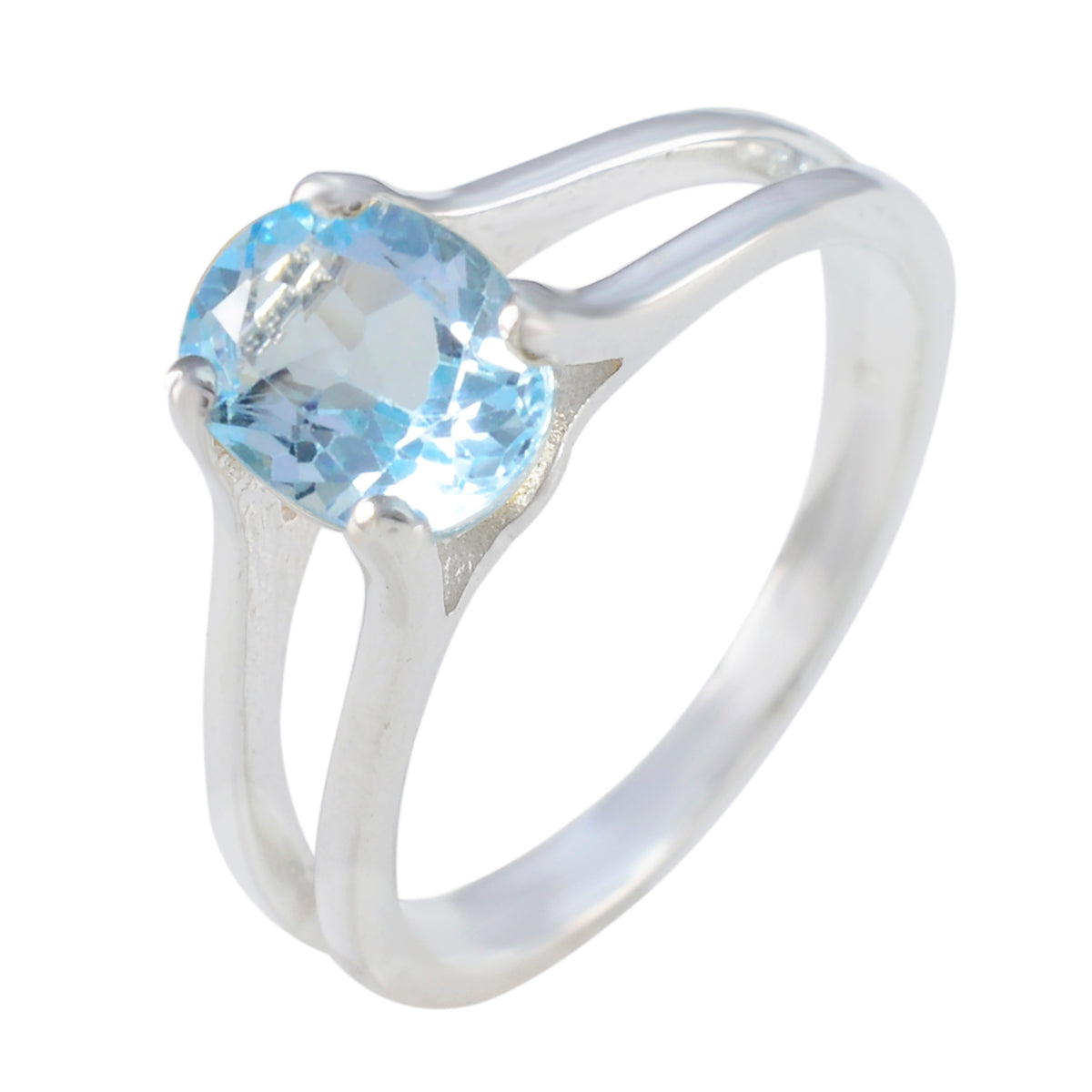 Blauwe Topaas Solitaire Russisch Zilver Blauwe Edelstenen Slanke Ambachtelijke Ring Sieraden Secundaire afbeelding