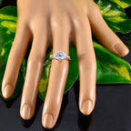 Blue Topaz Solitaire Turkish Sterling Silver Blue Gems Dainty Abstract Ring Jewellery