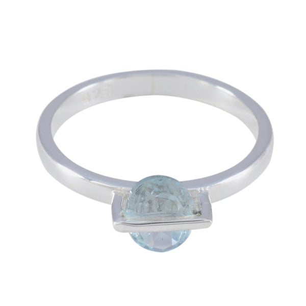 Blue Topaz Solitaire American 925 Sterling Silver Blue Gems Delicate Luxurious Ring Jewellery