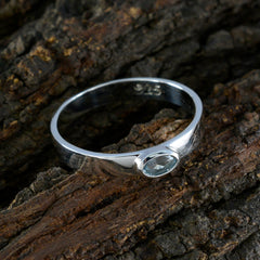 Blue Topaz Solitaire American 92.5 Silver Blue Gems Whisper thin Abstract Ring Jewelry