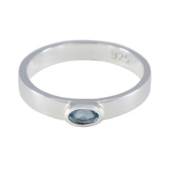 Blue Topaz Solitaire American 92.5 Silver Blue Gems Whisper thin Abstract Ring Jewelry