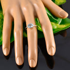 Blue Topaz Solitaire American 925 Silver Blue Gemstone Elegant  Graceful Ring Jewelry