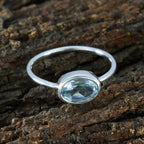 Blue Topaz Solitaire American 925 Silver Blue Gemstone Elegant  Graceful Ring Jewelry