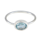 Blue Topaz Solitaire American 925 Silver Blue Gemstone Elegant  Graceful Ring Jewelry