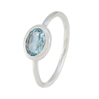Blue Topaz Solitaire American 925 Silver Blue Gemstone Elegant  Graceful Ring Jewelry