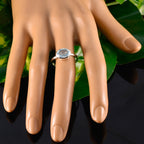 Blue Topaz Solitaire Korean 92.5 Silver Blue Gems Dainty Modern Ring Jewellery