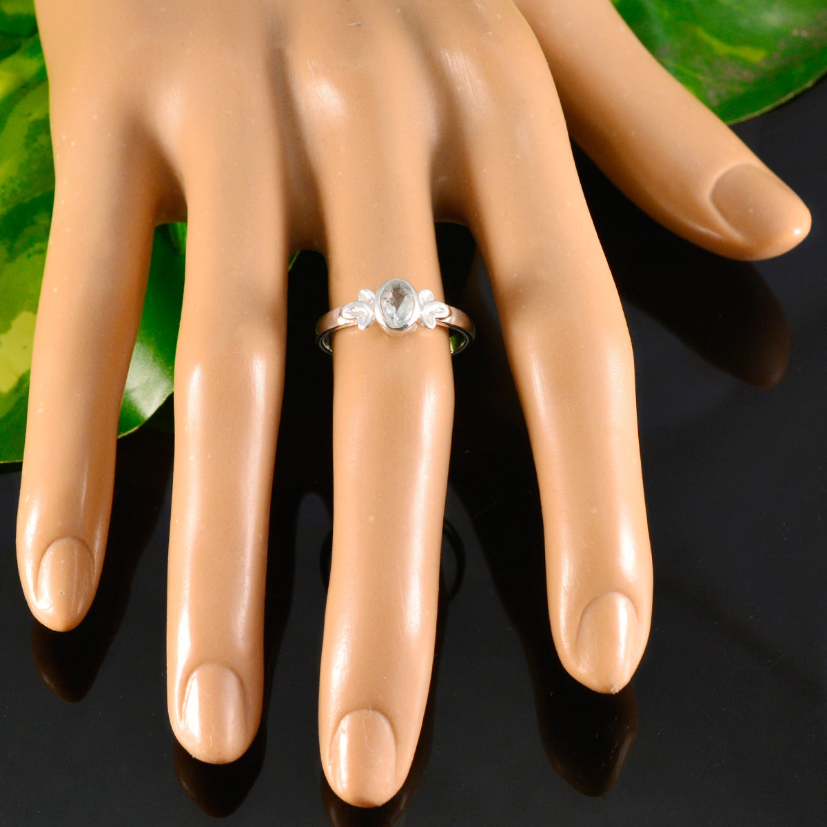 Blue Topaz Solitaire Korean 92.5 Silver Blue Gemstone Dainty Modern Ring Jewelry