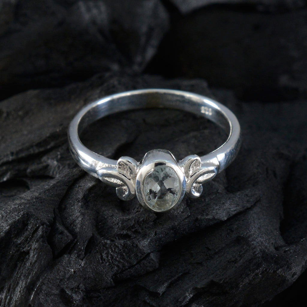 Blue Topaz Solitaire Korean 92.5 Silver Blue Gemstone Dainty Modern Ring Jewelry