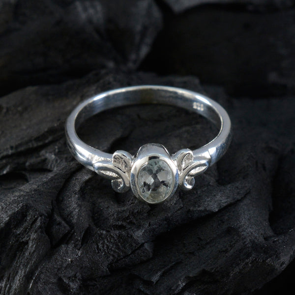 Blue Topaz Solitaire Korean 92.5 Silver Blue Gemstone Dainty Modern Ring Jewelry