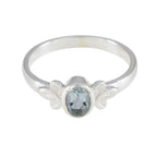 Blue Topaz Solitaire Korean 92.5 Silver Blue Gemstone Dainty Modern Ring Jewelry