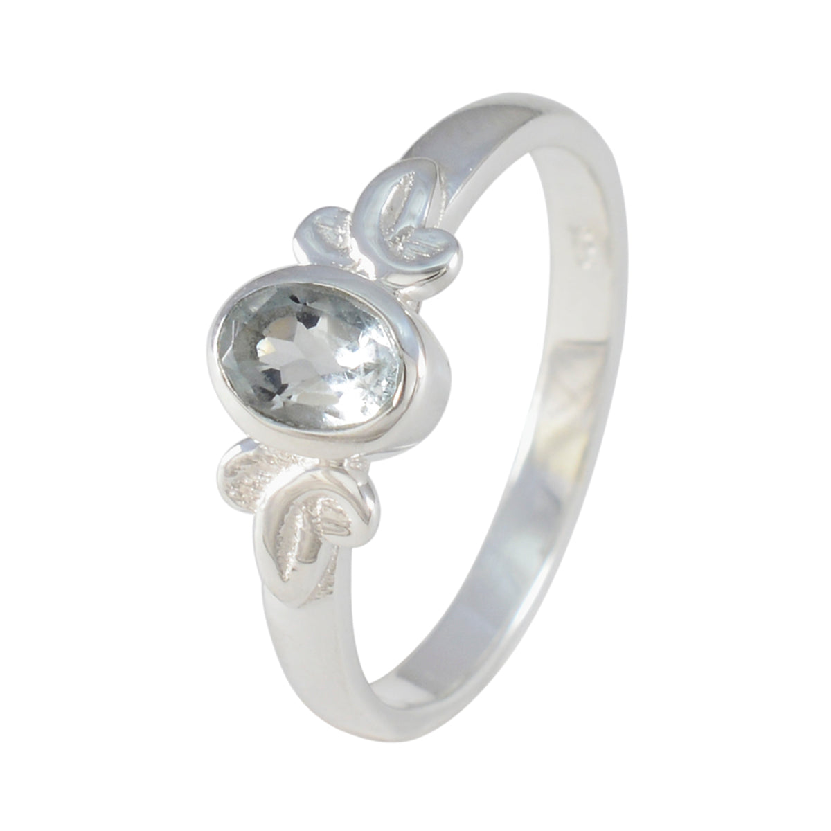 Blue Topaz Solitaire Korean 92.5 Silver Blue Gemstone Dainty Modern Ring Jewelry