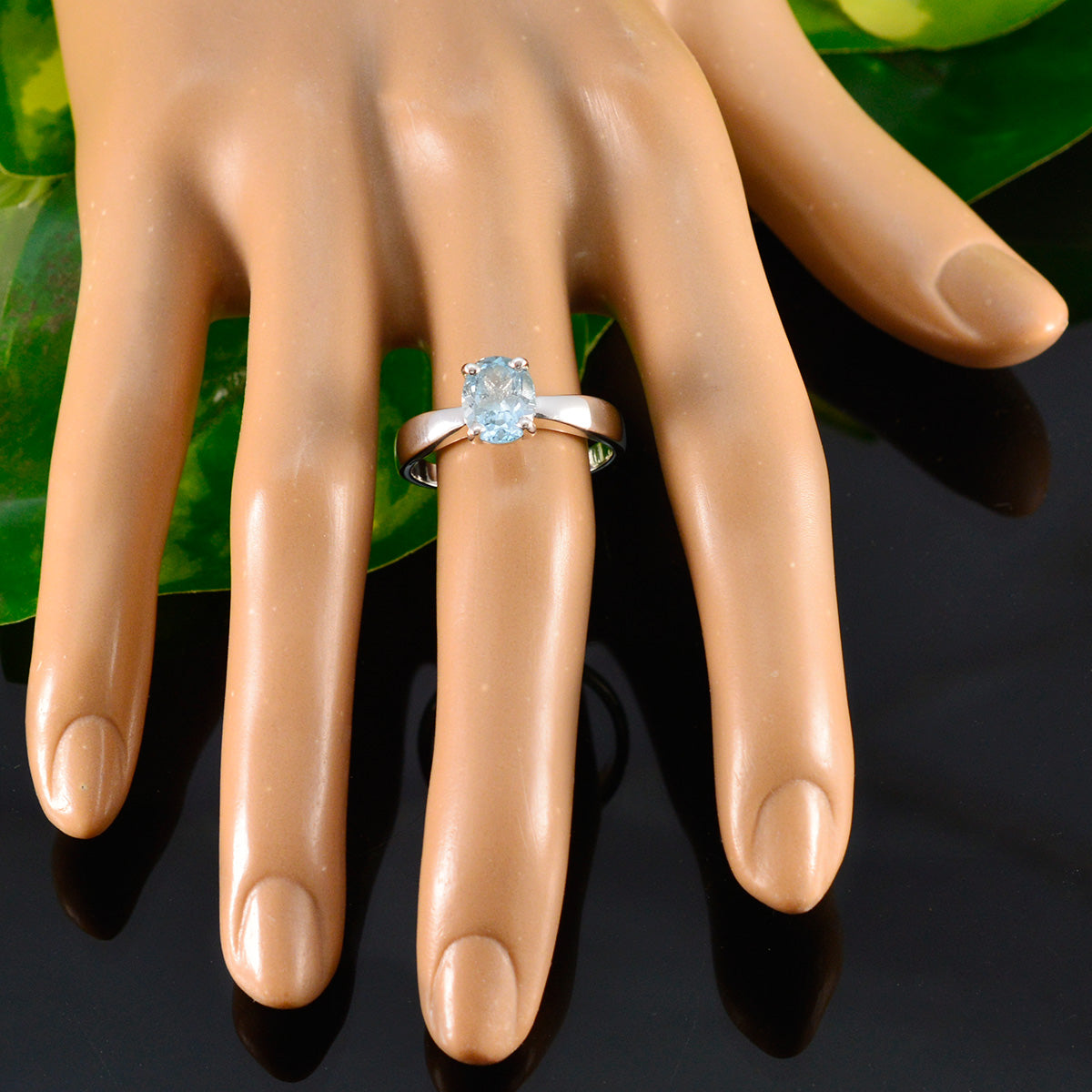 Blue Topaz Solitaire African Silver Blue Gemstones Featherlight Ethnic Ring Jewellery