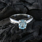 Blue Topaz Solitaire African Silver Blue Gemstones Featherlight Ethnic Ring Jewellery