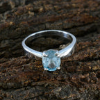 Blue Topaz Solitaire African Silver Blue Gemstones Featherlight Ethnic Ring Jewellery