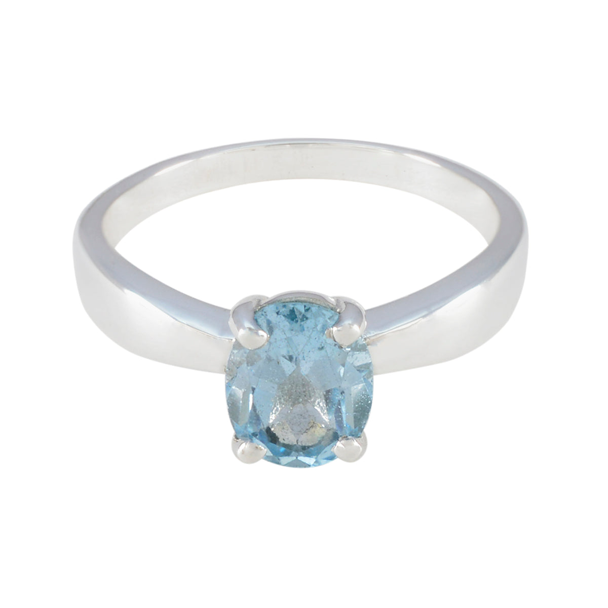 Blue Topaz Solitaire African Silver Blue Gemstones Featherlight Ethnic Ring Jewellery