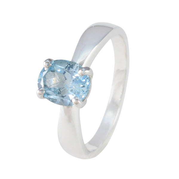 Blue Topaz Solitaire African Silver Blue Gemstones Featherlight Ethnic Ring Jewellery