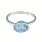 Blue Topaz Solitaire Turkish 92.5 Silver Blue Gemstones Whisper thin Abstract Ring Jewelry