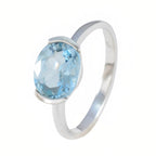 Blue Topaz Solitaire Turkish 92.5 Silver Blue Gemstones Whisper thin Abstract Ring Jewelry