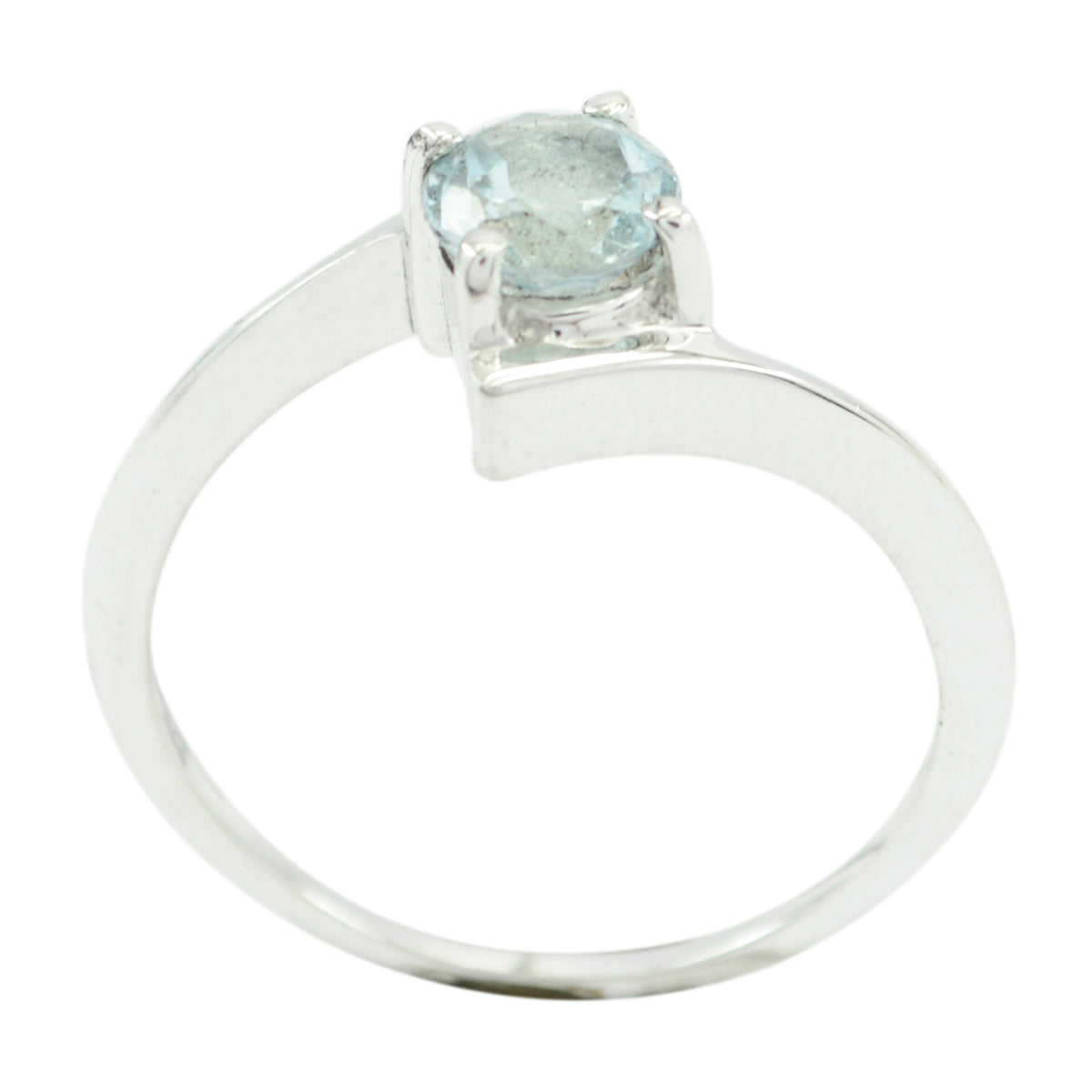 Blue Topaz Solitaire Japanese Silver Blue Gemstone Dainty Graceful Ring Jewellery Huvudsaklig produktbild