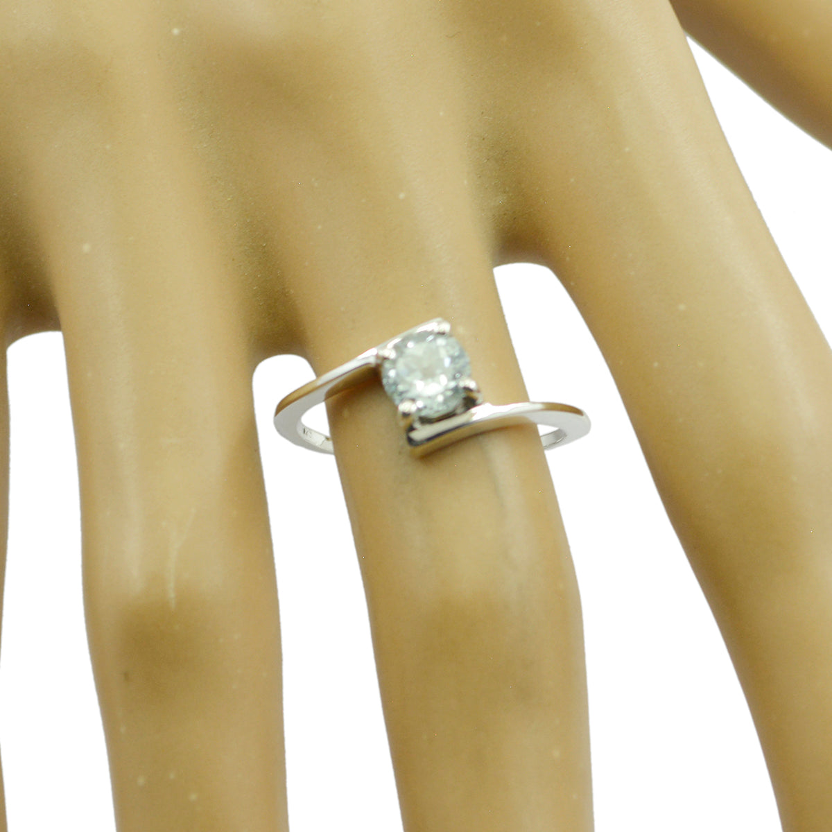 Blauer Topas Solitär Japanisches Silber Blauer Edelstein Zierlicher anmutiger Ring Schmuck