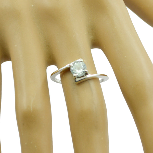 Blue Topaz Solitaire Japanese Silver Blue Gemstone Dainty Graceful Ring Jewellery