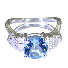 Blue Topaz Solitaire Russian Sterling Silver Blue Gemstone Eye catching Romantic Ring Jewelry