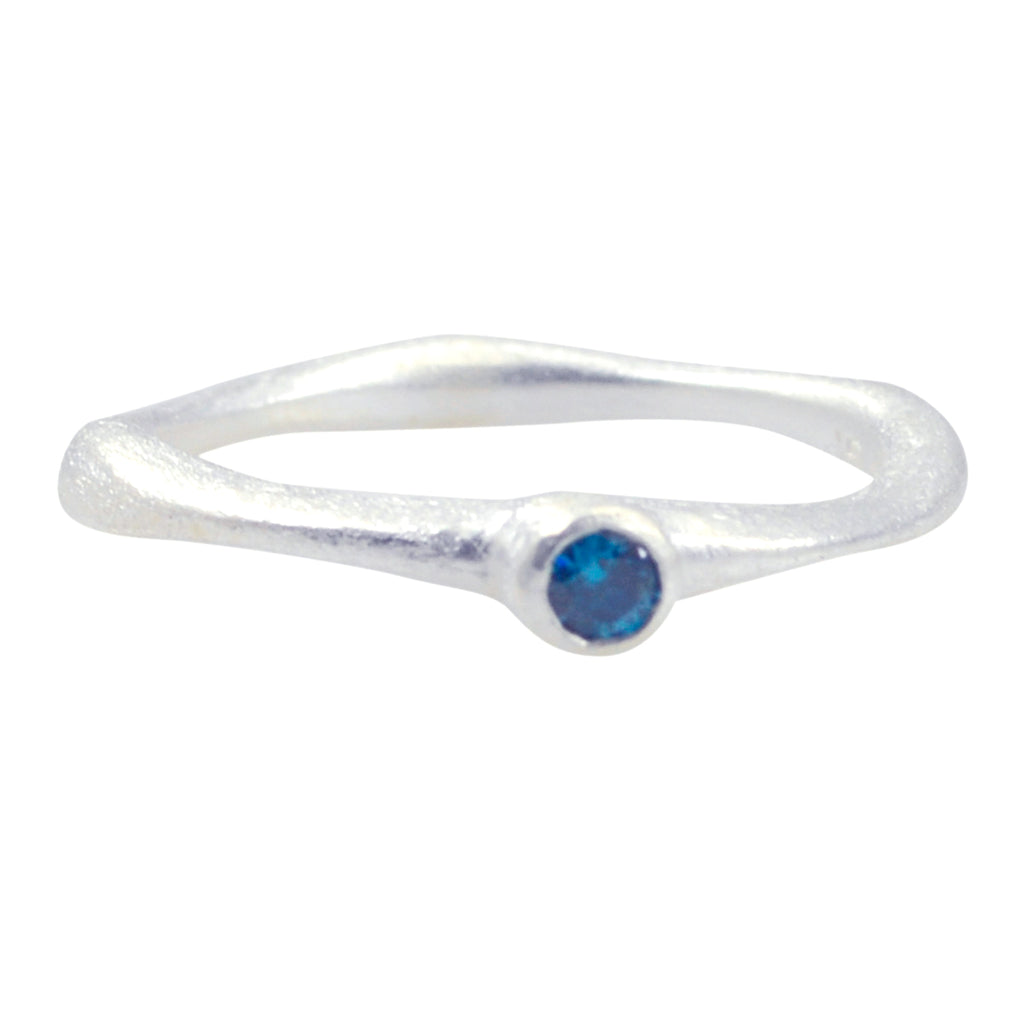 Blue Topaz Solitaire Turkish Sterling Silver Blue Gemstone Delicate Luxurious Ring Jewellery