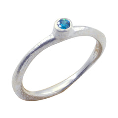 Blue Topaz Solitaire Turkish Sterling Silver Blue Gemstone Delicate Luxurious Ring Jewellery