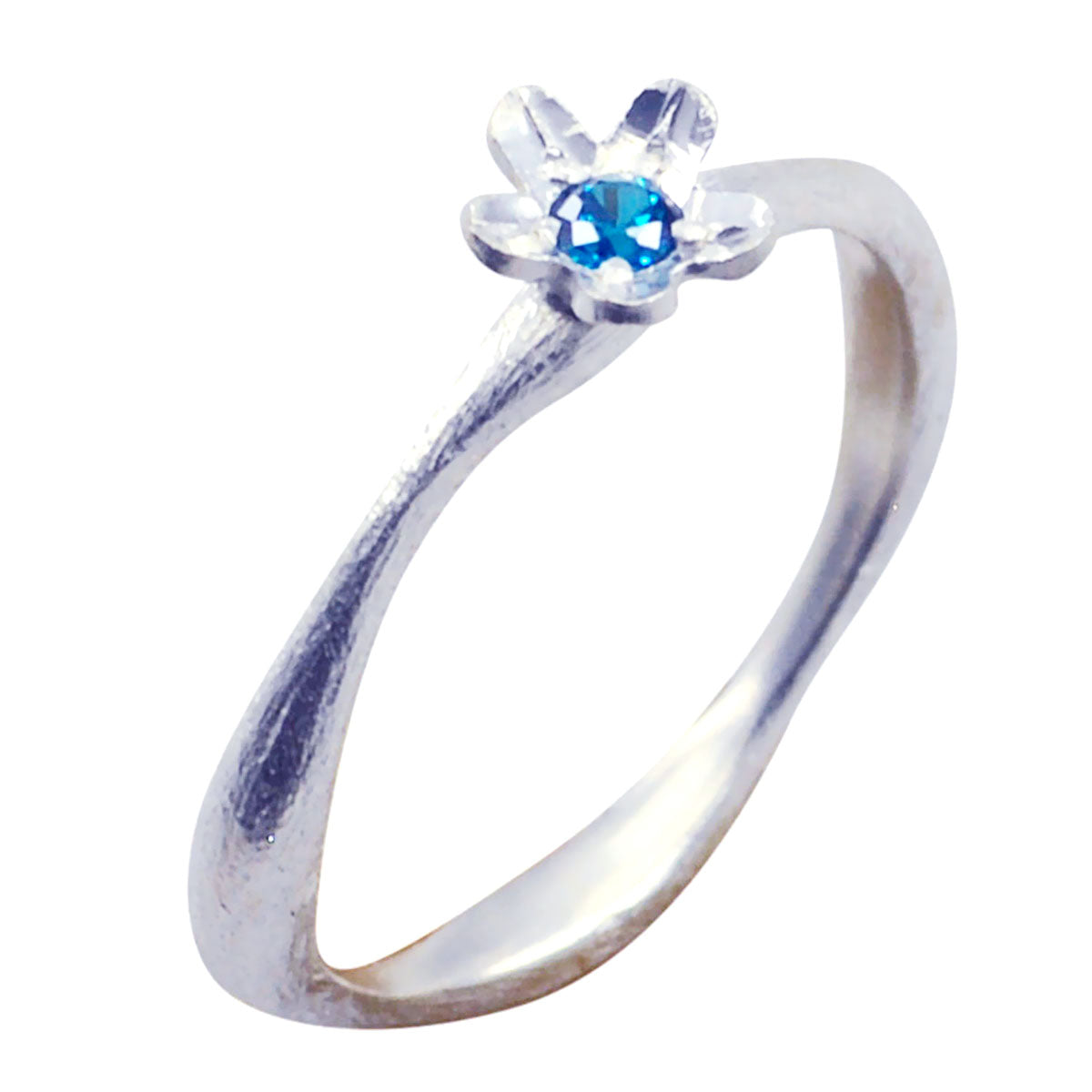 Blue Topaz Solitaire Korean 925 Silver Blue Gemstone Dainty Fairytale Ring Jewellery Huvudsaklig produktbild