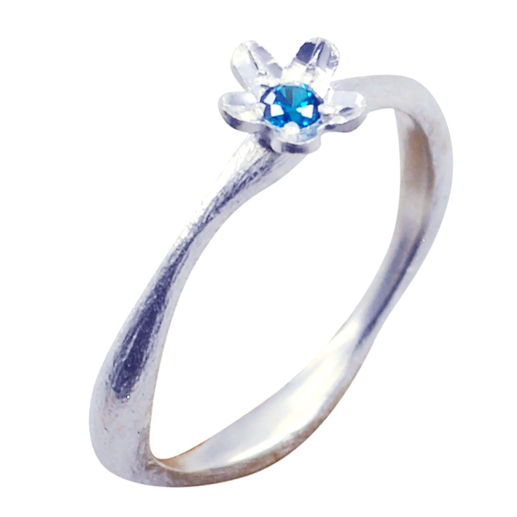 Blue Topaz Solitaire Korean 925 Silver Blue Gemstone Dainty Fairytale Ring Jewellery