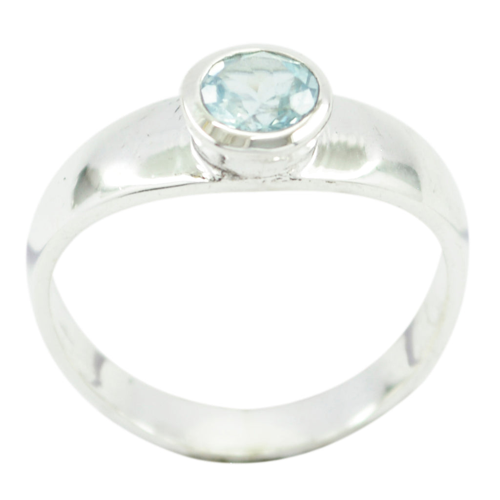 Blue Topaz Solitaire American 925 Sterling Silver Blue Gemstones Whisper thin Abstract Ring Jewelry