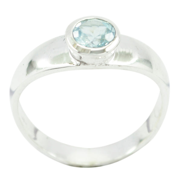 Blue Topaz Solitaire American 925 Sterling Silver Blue Gemstones Whisper thin Abstract Ring Jewelry