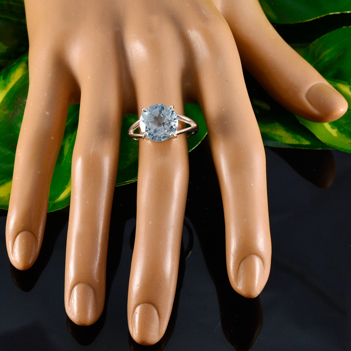 Blue Topaz Solitaire Indian Silver Blue Gemstone Featherlight Fairytale Ring Jewellery