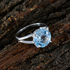 Blue Topaz Solitaire Indian Silver Blue Gemstone Featherlight Fairytale Ring Jewellery