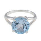 Blue Topaz Solitaire Indian Silver Blue Gemstone Featherlight Fairytale Ring Jewellery
