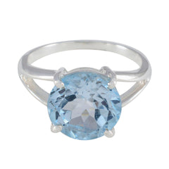 Blue Topaz Solitaire Indian Silver Blue Gemstone Featherlight Fairytale Ring Jewellery