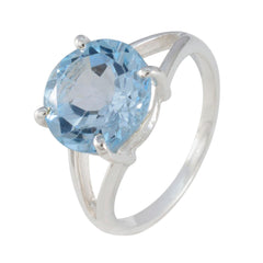 Blue Topaz Solitaire Indian Silver Blue Gemstone Featherlight Fairytale Ring Jewellery