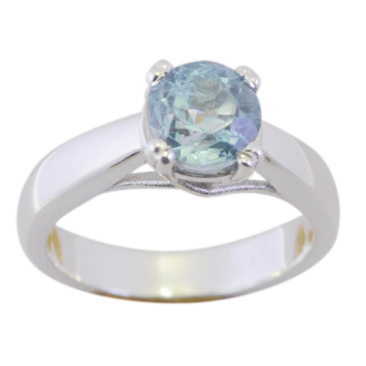 Blauer Topas Solitär Französischer 925 Silber Blauer Edelstein Schmaler femininer Ring Schmuck Zweitbild
