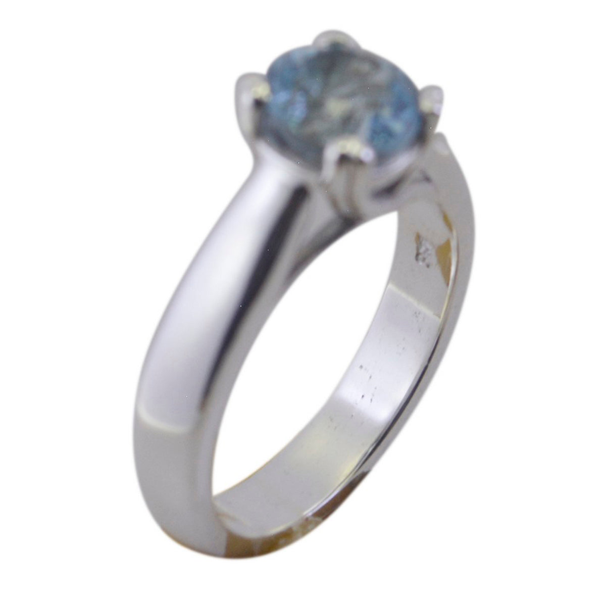 Blauer Topas Solitär Französischer 925 Silber Blauer Edelstein Schlanker femininer Ring Schmuck