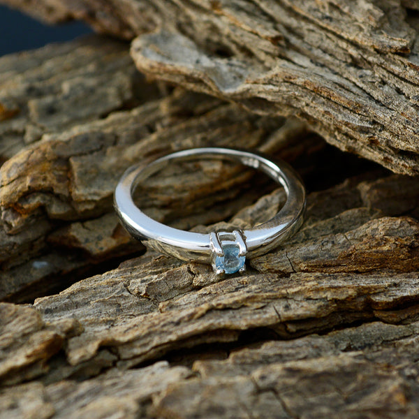 Blue Topaz Solitaire American 92.5 Silver Blue Gemstone Elegant  Luxurious Ring Jewellery
