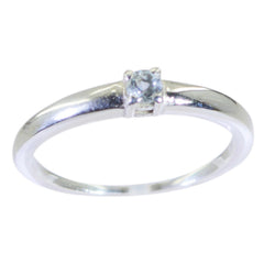 Blue Topaz Solitaire American 92.5 Silver Blue Gemstone Elegant  Luxurious Ring Jewellery